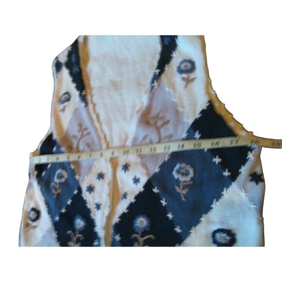 Stoneybrook Vintage Patchwork Sweater Vest Women’s Small Blue Floral Argyle - Picture 6 of 8